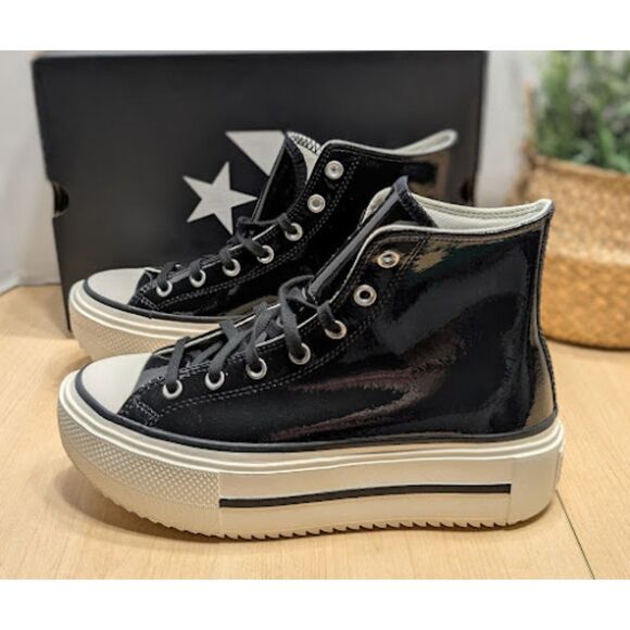 Converse CTAS Lift Double Stack Platform Patent Leather High Top Sneakers NIB - Picture 3 of 14